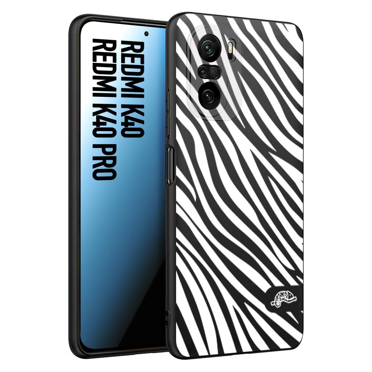 CUSTOMIZZA - Custodia cover nera morbida in tpu compatibile per Xiaomi Redmi K40 - K40 Pro zebrata maculata a rilievo soft touch donna bianca