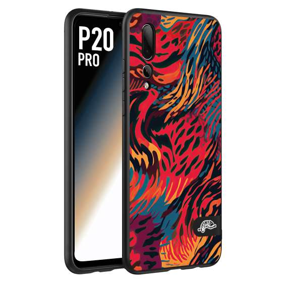 CUSTOMIZZA - Custodia cover nera morbida in tpu compatibile per Huawei P20 PRO leopardato maculato tigrato colorata fiamme rossa blu arancione