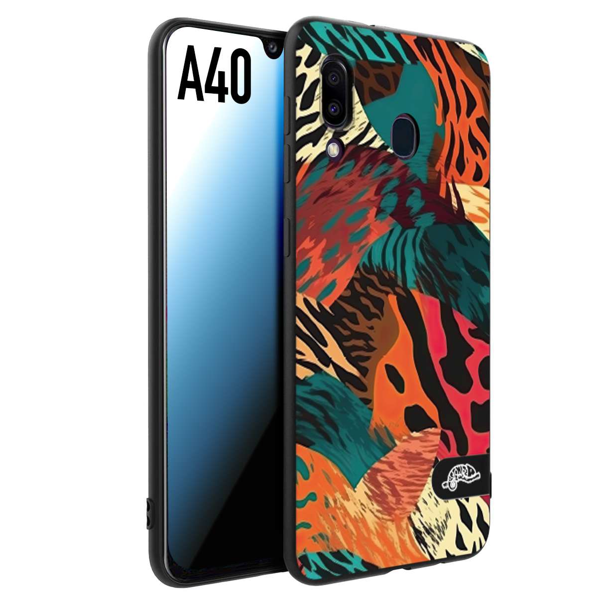 CUSTOMIZZA - Custodia cover nera morbida in tpu compatibile per Samsung A40 leopardato tigrato tiger colorata summer arancio verde fucsia