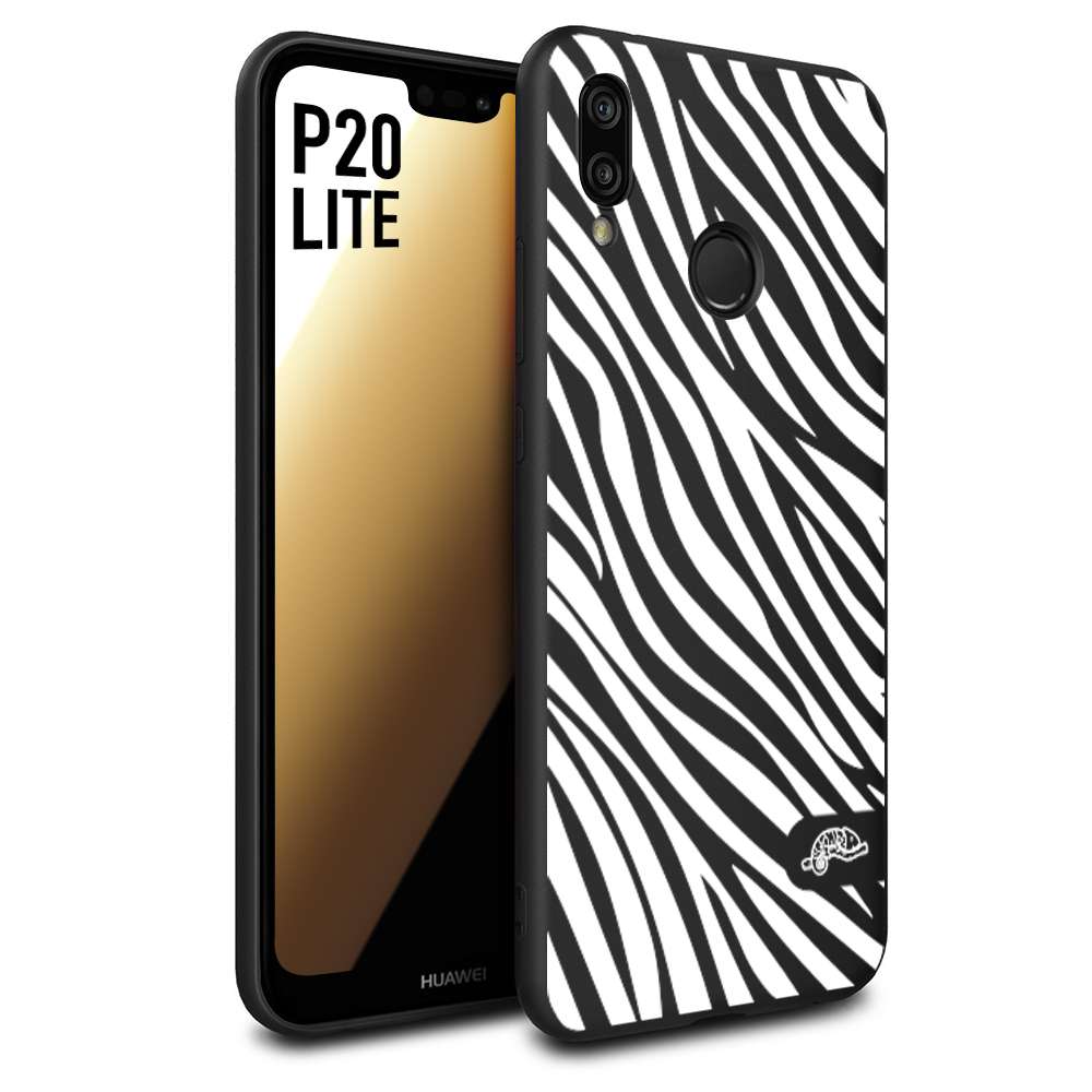 CUSTOMIZZA - Custodia cover nera morbida in tpu compatibile per Huawei P20 LITE zebrata maculata a rilievo soft touch donna bianca