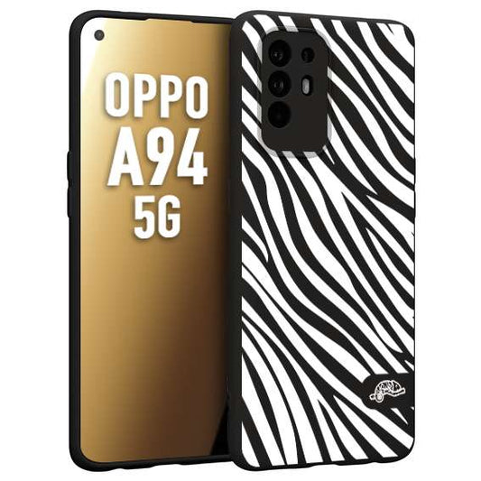 CUSTOMIZZA - Custodia cover nera morbida in tpu compatibile per Oppo A94 5G zebrata maculata a rilievo soft touch donna bianca