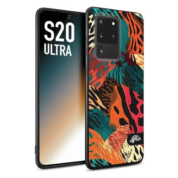 CUSTOMIZZA - Custodia cover nera morbida in tpu compatibile per Samsung S20 ULTRA leopardato tigrato tiger colorata summer arancio verde fucsia