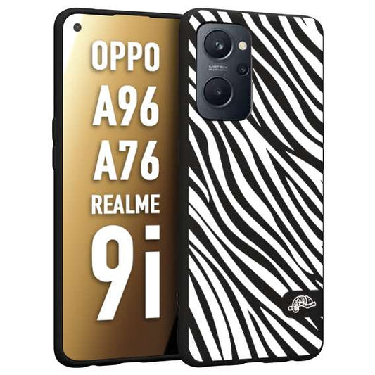 CUSTOMIZZA - Custodia cover nera morbida in tpu compatibile per Oppo Realme 9i - A96 - A76 zebrata maculata a rilievo soft touch donna bianca