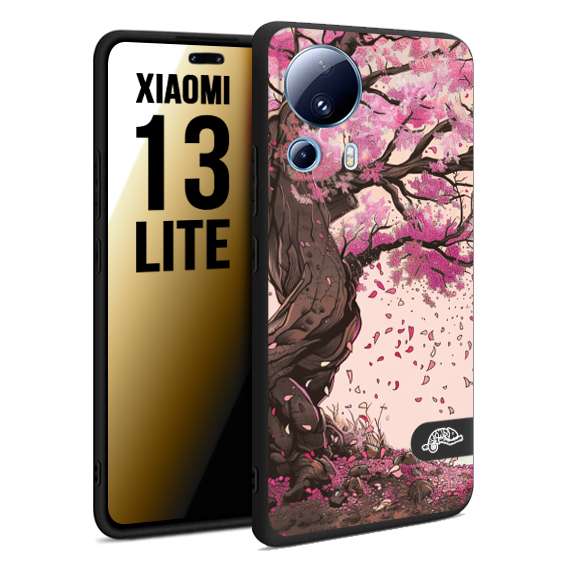 CUSTOMIZZA - Custodia cover nera morbida in tpu compatibile per Xiaomi 13 LITE giapponese colori morbidi fiori di ciliegio rosa disegnata