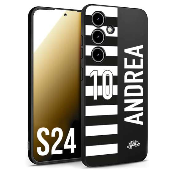 CUSTOMIZZA - Custodia cover nera morbida in tpu compatibile per Samsung S24 personalizzata calcio football nome e numero calciatori bianconera