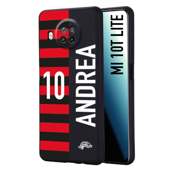 CUSTOMIZZA - Custodia cover nera morbida in tpu compatibile per Xiaomi Mi 10T LITE personalizzata calcio football nome e numero calciatori rossonera