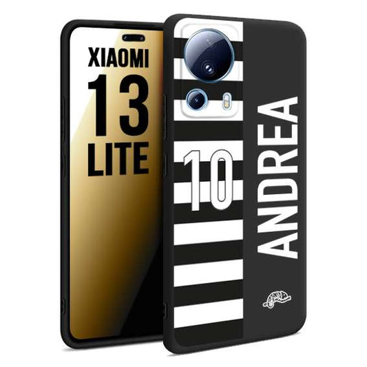 CUSTOMIZZA - Custodia cover nera morbida in tpu compatibile per Xiaomi 13 LITE personalizzata calcio football nome e numero calciatori bianconera