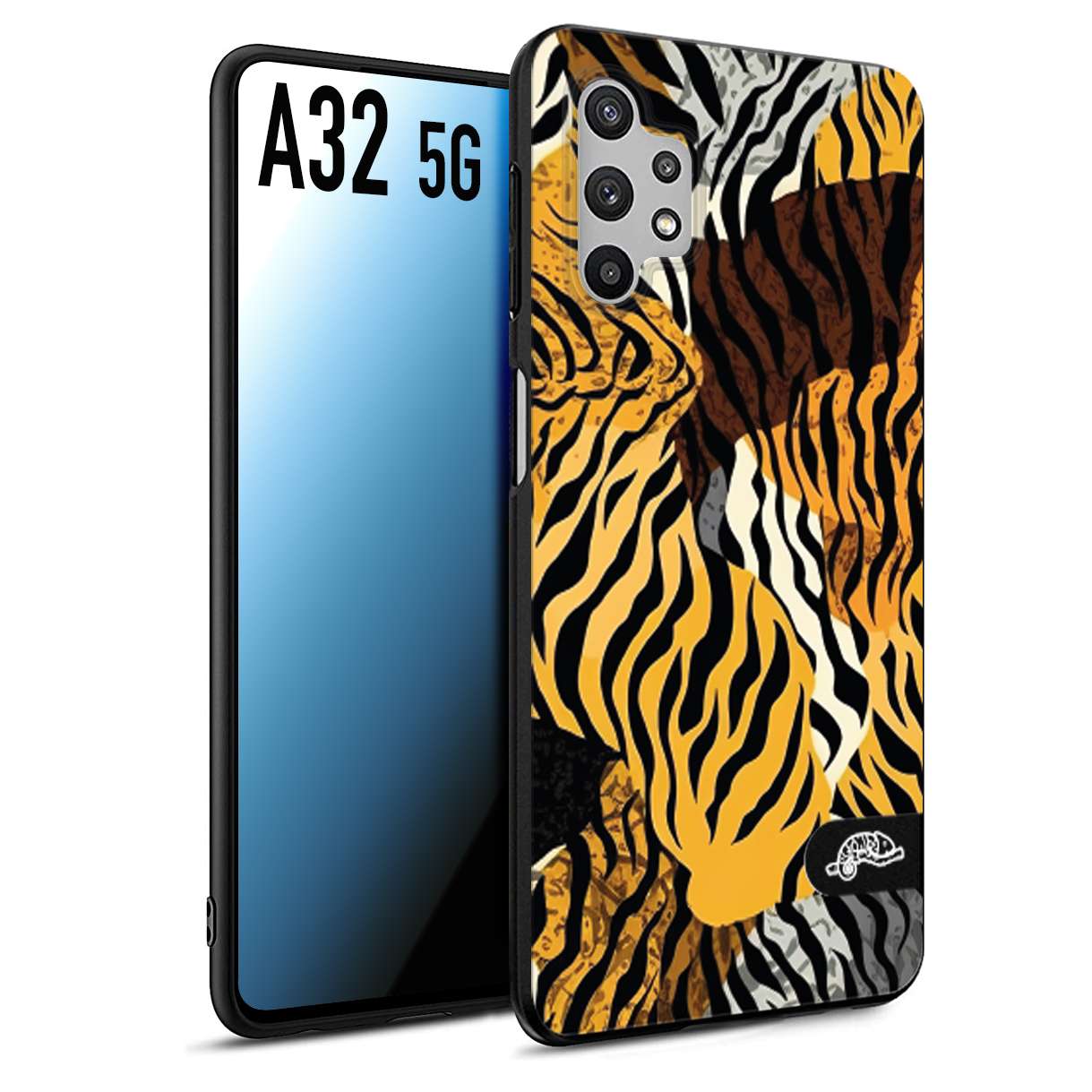 CUSTOMIZZA - Custodia cover nera morbida in tpu compatibile per Samsung A32 5G leopardato tigrato tiger colorata donna fashion estate