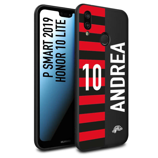 CUSTOMIZZA - Custodia cover nera morbida in tpu compatibile per Huawei P Smart 2019 personalizzata calcio football nome e numero calciatori rossonera