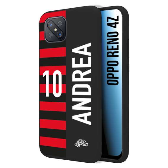 CUSTOMIZZA - Custodia cover nera morbida in tpu compatibile per Oppo Reno 4Z personalizzata calcio football nome e numero calciatori rossonera