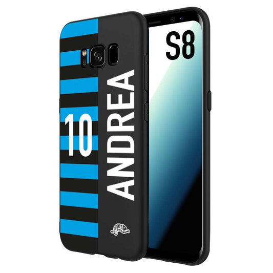 CUSTOMIZZA - Custodia cover nera morbida in tpu compatibile per Samsung S8 personalizzata calcio football nome e numero calciatori nerazzurra