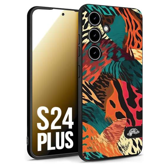 CUSTOMIZZA - Custodia cover nera morbida in tpu compatibile per Samsung S24 PLUS leopardato tigrato tiger colorata summer arancio verde fucsia