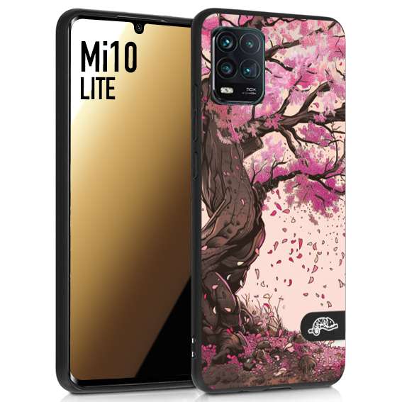 CUSTOMIZZA - Custodia cover nera morbida in tpu compatibile per Xiaomi Mi 10 LITE giapponese colori morbidi fiori di ciliegio rosa disegnata