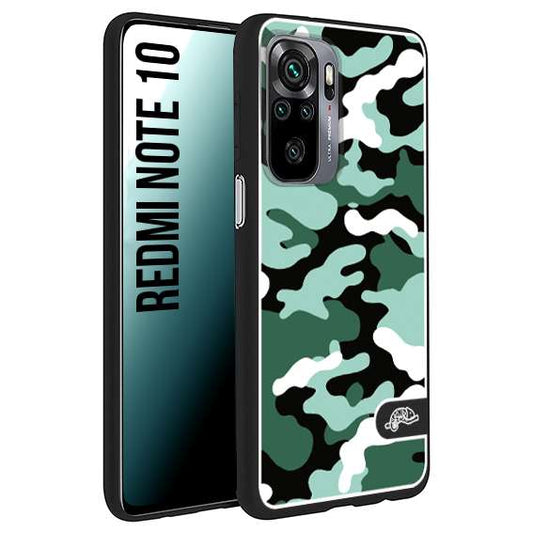 CUSTOMIZZA - Custodia cover nera morbida in tpu compatibile per Xiaomi Redmi Note 10 camouflage mimetico militare verde green