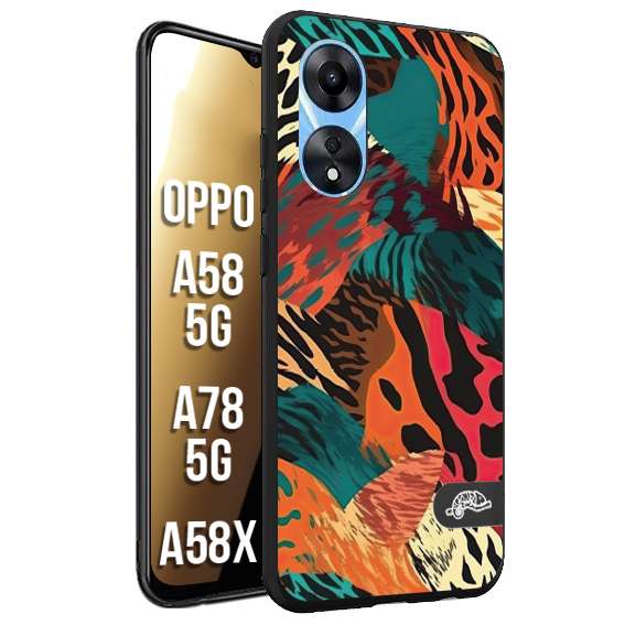 CUSTOMIZZA - Custodia cover nera morbida in tpu compatibile per Oppo A58 5G - A78 5G - A58X leopardato tigrato tiger colorata summer arancio verde fucsia