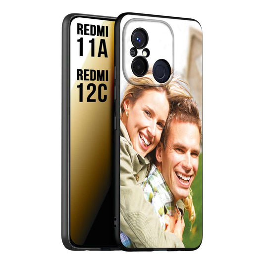 CUSTOMIZZA - Custodia cover nera morbida in tpu compatibile per Xiaomi Redmi 11A - 12C personalizzata con foto immagine scritta a piacere