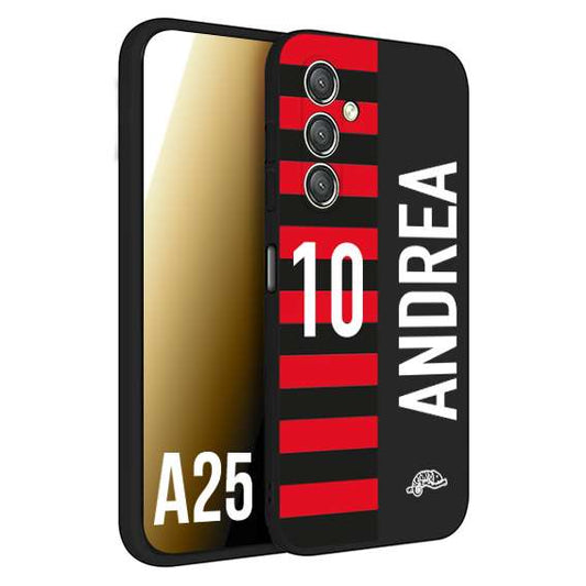 CUSTOMIZZA - Custodia cover nera morbida in tpu compatibile per Samsung A25 personalizzata calcio football nome e numero calciatori rossonera