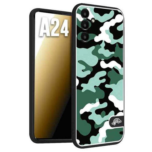 CUSTOMIZZA - Custodia cover nera morbida in tpu compatibile per Samsung A24 camouflage mimetico militare verde green