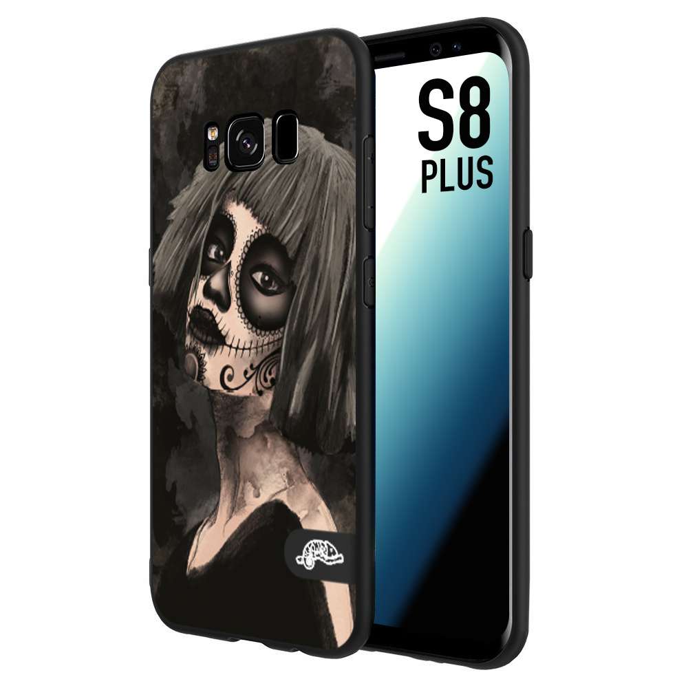 CUSTOMIZZA - Custodia cover nera morbida in tpu compatibile per Samsung S8 PLUS chicana messicana dea de la muerte donna santa tattoo disegnata