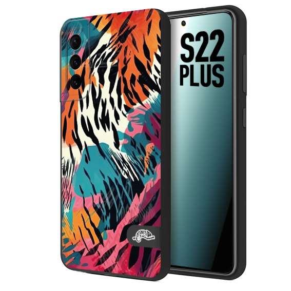 CUSTOMIZZA - Custodia cover nera morbida in tpu compatibile per Samsung S22 PLUS leopardato maculato tigrato tiger colorata summer color