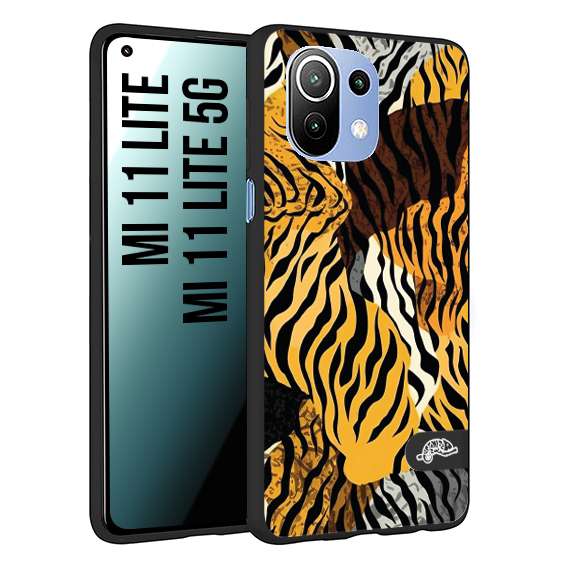 CUSTOMIZZA - Custodia cover nera morbida in tpu compatibile per Xiaomi Mi 11 Lite / Mi 11 Lite 5G leopardato tigrato tiger colorata donna fashion estate