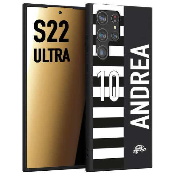 CUSTOMIZZA - Custodia cover nera morbida in tpu compatibile per Samsung S22 ULTRA personalizzata calcio football nome e numero calciatori bianconera