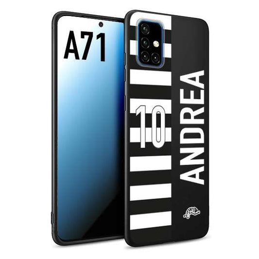 CUSTOMIZZA - Custodia cover nera morbida in tpu compatibile per Samsung A71 personalizzata calcio football nome e numero calciatori bianconera