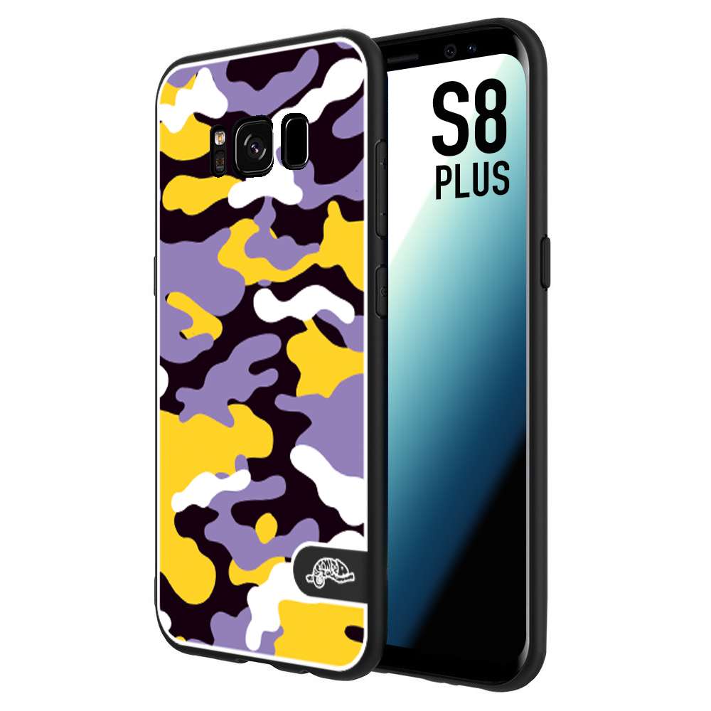 CUSTOMIZZA - Custodia cover nera morbida in tpu compatibile per Samsung S8 PLUS camouflage mimetico militare viola lilla giallo