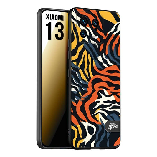 CUSTOMIZZA - Custodia cover nera morbida in tpu compatibile per Xiaomi 13 leopardato maculato tigrato tiger colorata gialla blu arancio