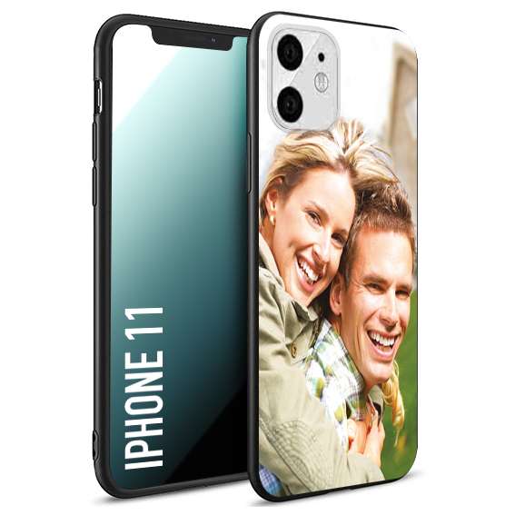 CUSTOMIZZA - Custodia cover nera morbida in tpu compatibile per iPhone 11 personalizzata con foto immagine scritta a piacere