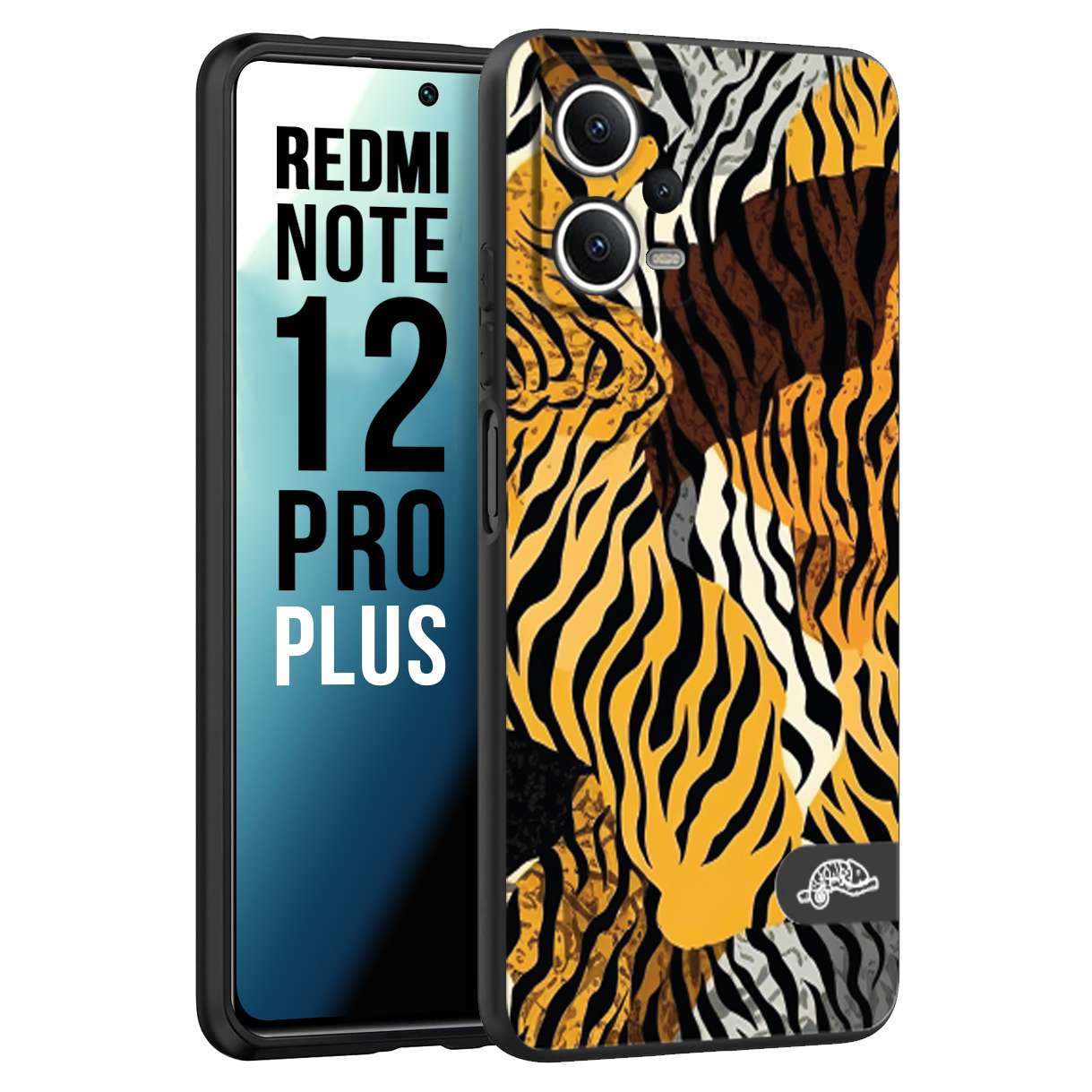 CUSTOMIZZA - Custodia cover nera morbida in tpu compatibile per Xiaomi Redmi Note 12 PRO PLUS leopardato tigrato tiger colorata donna fashion estate