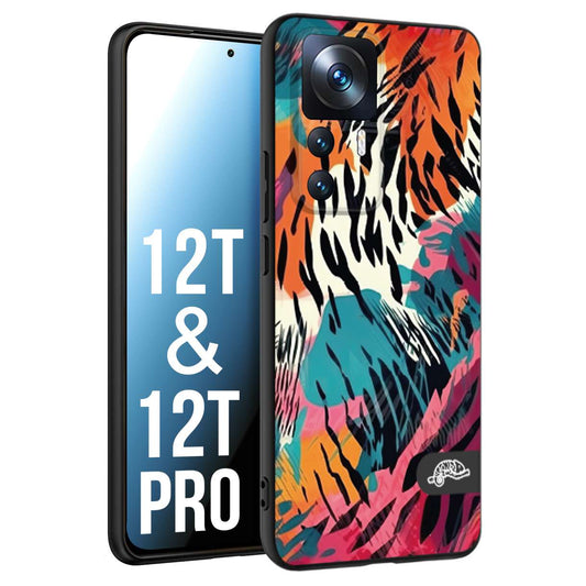 CUSTOMIZZA - Custodia cover nera morbida in tpu compatibile per Xiaomi 12T - 12T PRO leopardato maculato tigrato tiger colorata summer color