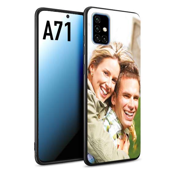 CUSTOMIZZA - Custodia cover nera morbida in tpu compatibile per Samsung A71 personalizzata con foto immagine scritta a piacere