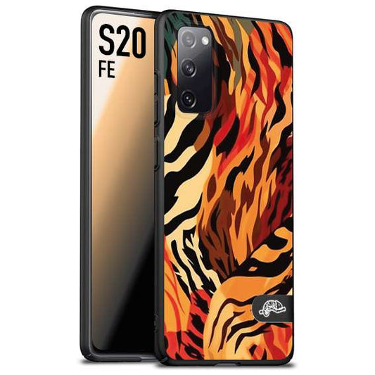 CUSTOMIZZA - Custodia cover nera morbida in tpu compatibile per Samsung S20 FE leopardato maculato tigrato tiger colorata gialla rossa arancio