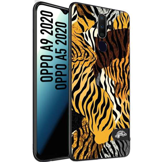 CUSTOMIZZA - Custodia cover nera morbida in tpu compatibile per Oppo A9 2020 - A5 2020 leopardato tigrato tiger colorata donna fashion estate