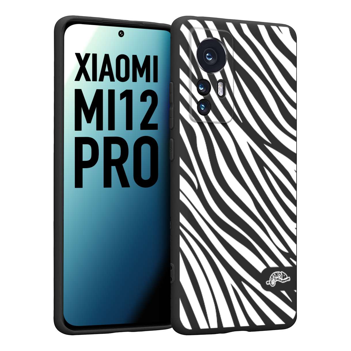 CUSTOMIZZA - Custodia cover nera morbida in tpu compatibile per Xiaomi 12 PRO zebrata maculata a rilievo soft touch donna bianca