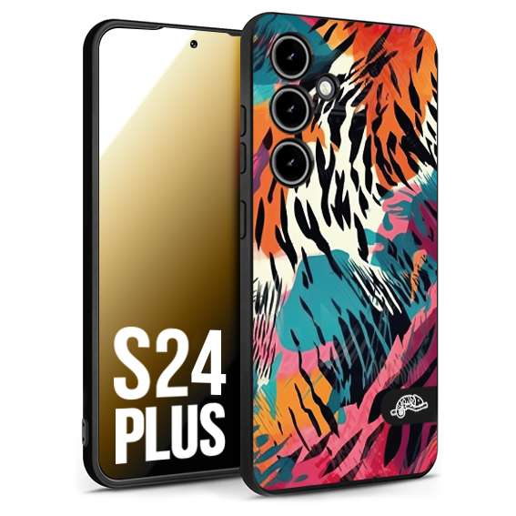 CUSTOMIZZA - Custodia cover nera morbida in tpu compatibile per Samsung S24 PLUS leopardato maculato tigrato tiger colorata summer color