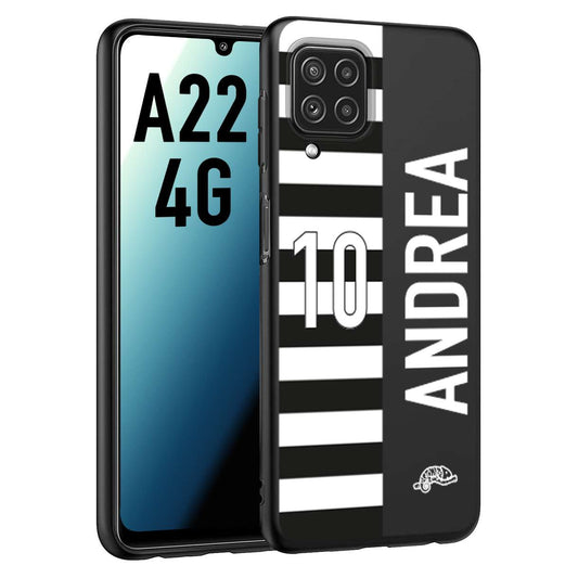 CUSTOMIZZA - Custodia cover nera morbida in tpu compatibile per Samsung A22 4G personalizzata calcio football nome e numero calciatori bianconera