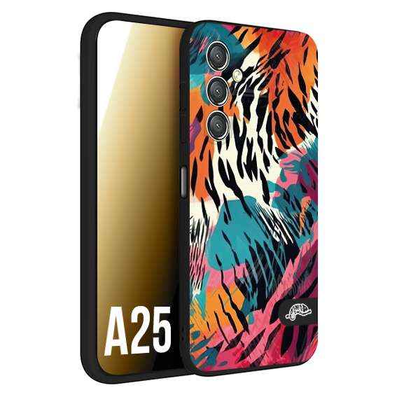 CUSTOMIZZA - Custodia cover nera morbida in tpu compatibile per Samsung A25 leopardato maculato tigrato tiger colorata summer color