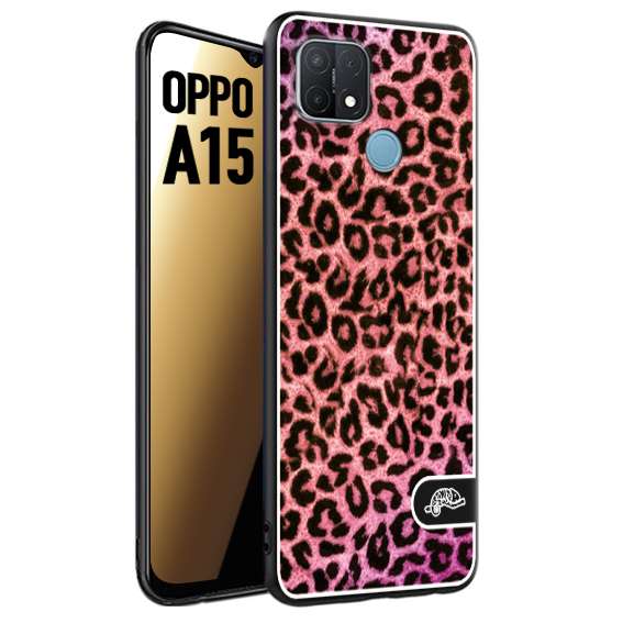 CUSTOMIZZA - Custodia cover nera morbida in tpu compatibile per Oppo A15 leopardato maculato donna rosa leopard