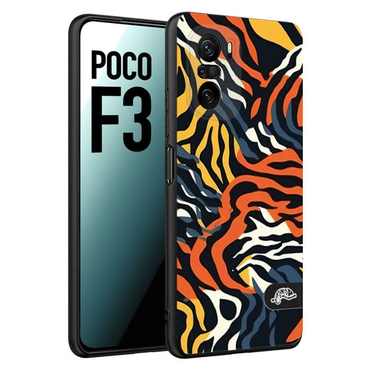 CUSTOMIZZA - Custodia cover nera morbida in tpu compatibile per Xiaomi Poco F3 leopardato maculato tigrato tiger colorata gialla blu arancio