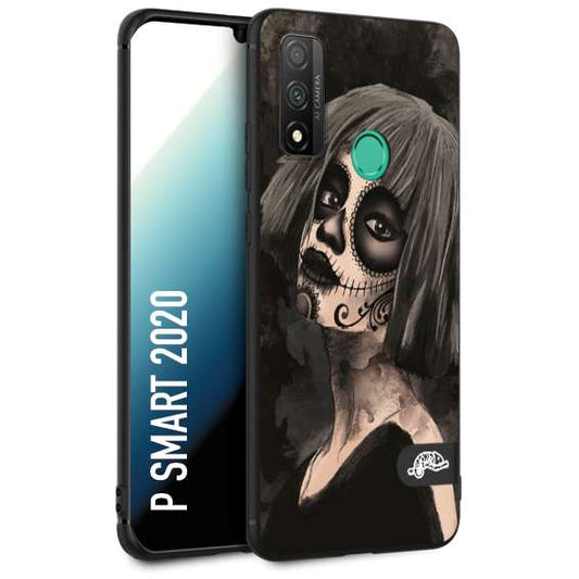 CUSTOMIZZA - Custodia cover nera morbida in tpu compatibile per Huawei P Smart 2020 chicana messicana dea de la muerte donna santa tattoo disegnata