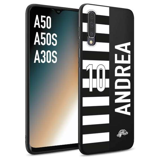 CUSTOMIZZA - Custodia cover nera morbida in tpu compatibile per Samsung A50 - A50S - A30S personalizzata calcio football nome e numero calciatori bianconera