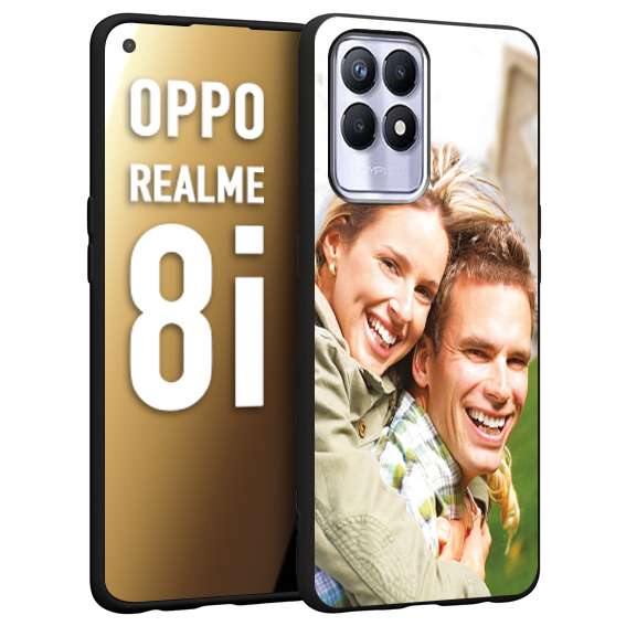 CUSTOMIZZA - Custodia cover nera morbida in tpu compatibile per Oppo Realme 8i personalizzata con foto immagine scritta a piacere