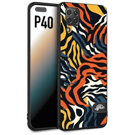 CUSTOMIZZA - Custodia cover nera morbida in tpu compatibile per Huawei P40 leopardato maculato tigrato tiger colorata gialla blu arancio