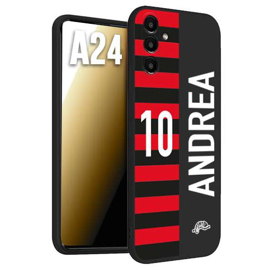 CUSTOMIZZA - Custodia cover nera morbida in tpu compatibile per Samsung A24 personalizzata calcio football nome e numero calciatori rossonera