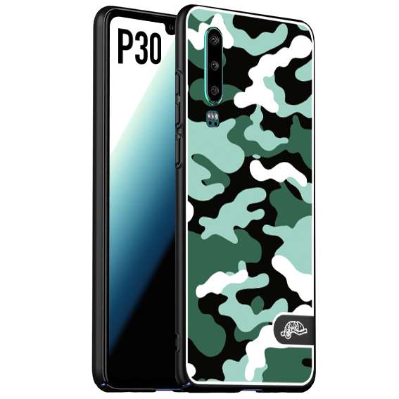 CUSTOMIZZA - Custodia cover nera morbida in tpu compatibile per Huawei P30 camouflage mimetico militare verde green