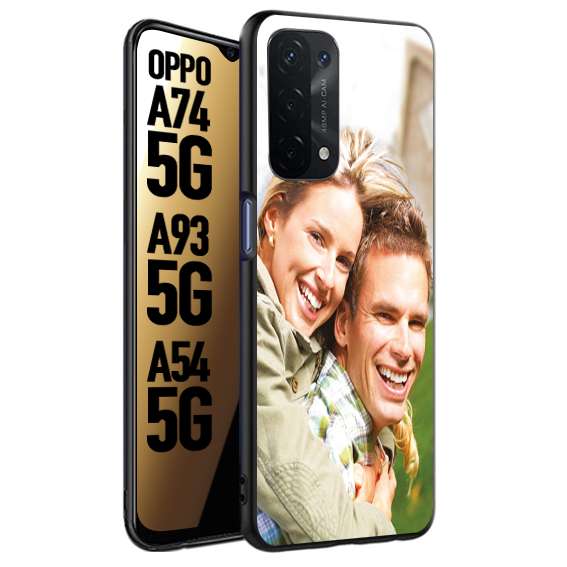 CUSTOMIZZA - Custodia cover nera morbida in tpu compatibile per Oppo A74 5G - A93 5G - A54 5G personalizzata con foto immagine scritta a piacere