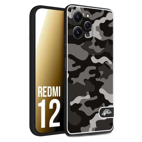 CUSTOMIZZA - Custodia cover nera morbida in tpu compatibile per Xiaomi Redmi 12 camouflage mimetico militare nero black grigio