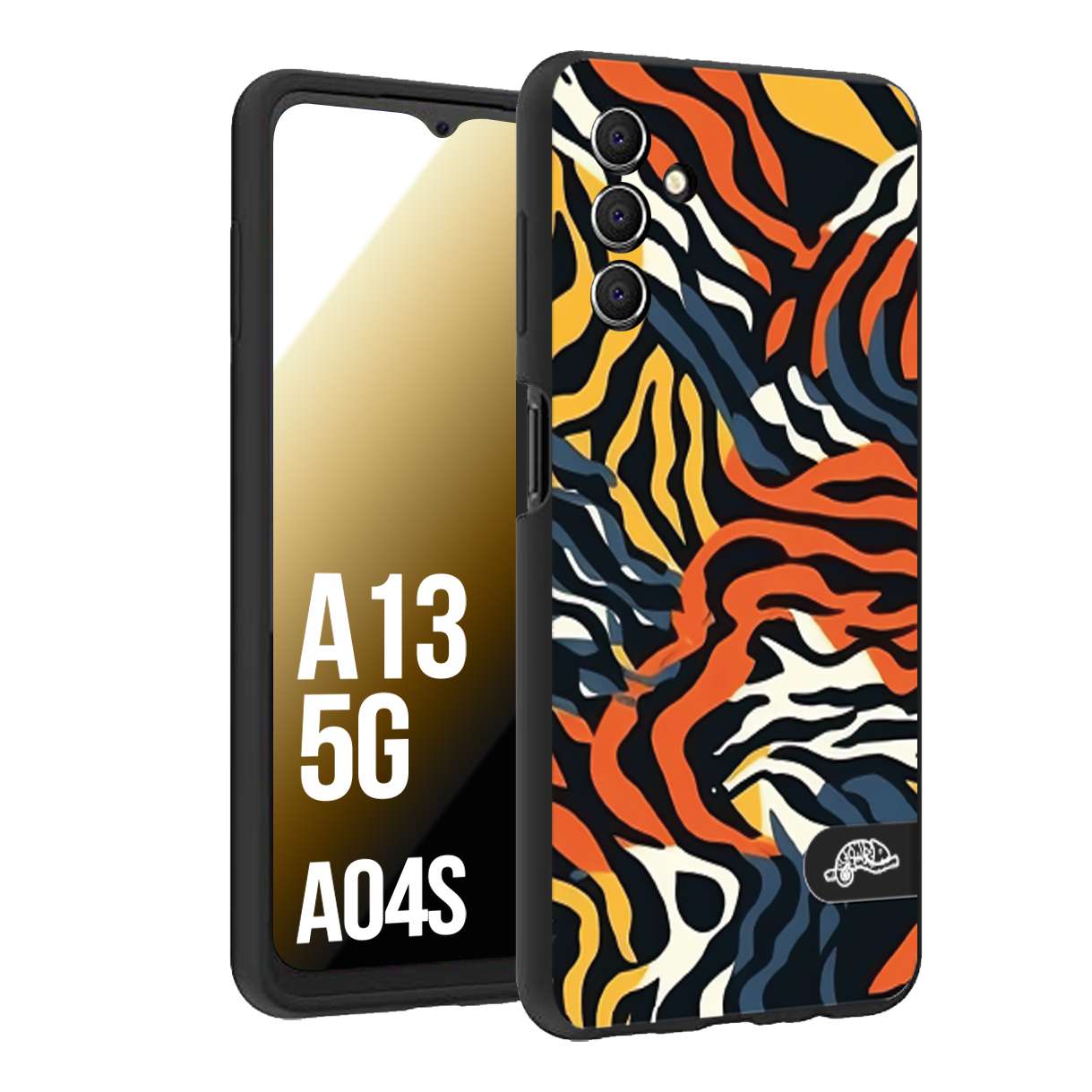 CUSTOMIZZA - Custodia cover nera morbida in tpu compatibile per Samsung A04S - A13 5G leopardato maculato tigrato tiger colorata gialla blu arancio